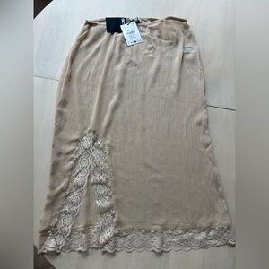 Zara Beige Lace Midi Skirt